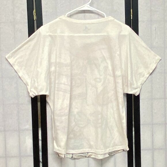 Disney Parks Princess Signed Short Sleeve Ariel Linen Blend Tee Cream Natural - Picture 2 of 13